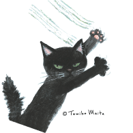 米田民穂油絵　バッハの楽譜を持つ猫 Scratch - NDI 内藤デザイン研究所